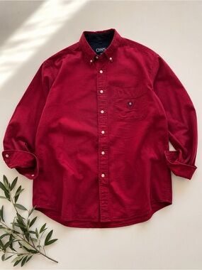 Chaps Men's Rich Cranberry Button-Down Shirt